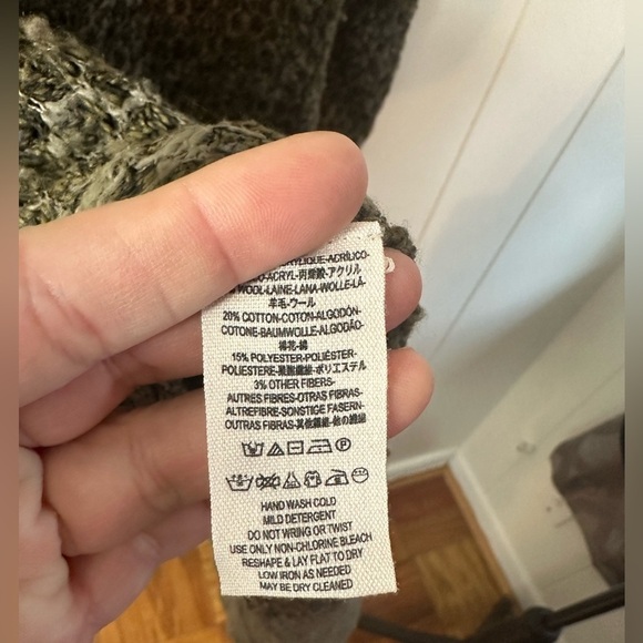 Free People Olive Green Jeepster Honeycomb Wool Sweater Women’s Size Medium - Picture 5 of 12